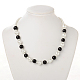 Glass Pearl Round Beads Necklaces NJEW-JN00760-01-3