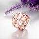Classic Real Rose Gold Plated Tin Alloy Czech Rhinestone Cat Eye Wide Band Finger Ring RJEW-BB00981-01-3