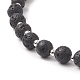 Collar de cuentas de rosario de piedra de lava natural y turquesa sintética NJEW-JN04238-7
