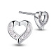 SHEGRACE Fashionable 925 Sterling Silver Micro Pave Cubic Zirconia Heart Ear Studs JE185A-1