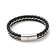 Leather & 304 Stainless Steel Braided Cord Bracelet with Magnetic Clasp for Men Women BJEW-C021-21-2