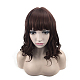 前髪の短いカーリーボブウィッグ  肩の長さのかつら  高温繊維  女性用合成かつら  ココナッツブラウン  16.5インチ（42cm） OHAR-L010-002B-5