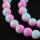 Two-Color Baking Painted Glass Beads Strands X-DGLA-R050-6mm-25-1