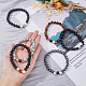 Fibloom 3 ensembles 3 styles de bracelets extensibles à perles rondes en verre et pierres précieuses naturelles et synthétiques mélangées BJEW-FI0001-39-3