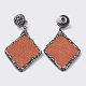 Pearl Fish Skin Leather Dangle Stud Earrings EJEW-I206-A-04-2