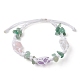 Braccialetti con perline intrecciate con pepite di avventurina verde e cristallo di quarzo naturale tinto BJEW-TA00405-1