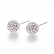 Brass Micro Pave Clear Cubic Zirconia Stud Earrings EJEW-K078-20A-P-1
