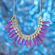 Plastic Imitation Turquoise Bib Statement Necklaces NJEW-BB31290-D-6