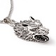 Alloy Wolf Pendant Necklace with 201 Stainless Steel Box Chains NJEW-E016-06AS-4