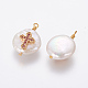 Colgantes naturales de perlas cultivadas de agua dulce PEAR-L027-14C-2