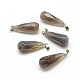 Faceted Teardrop Natural Grey Agate Pendants G-R315-09-1