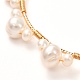 Brazalete trenzado de perlas naturales para mujeres adolescentes BJEW-JB06828-4