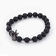 Natural Black Agate(Dyed) Beads Stretch Bracelets BJEW-JB03966-01-1