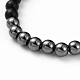 Bracelets extensibles unisexes en perles d'agate noire naturelle (teintes) BJEW-JB04785-3