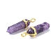 Natural Lepidolite/Purple Mica Stone Pointed Pendants G-G025-01G-30-3