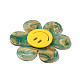 ツートンカラーのアクリルビッグペンダント  笑顔の花  グリーン  55x50x4.5mm  穴：1.8mm OACR-B008-D06-3