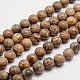 Rondes image naturelle brins jaspe de perles X-G-L419-89-1