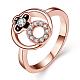 Real Rose Gold Plated Tin Alloy Czech Rhinestone Finger Rings for Women RJEW-BB03689-8B-1