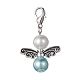 Décorations de pendentif en perles rondes en alliage d'ange et perles de verre HJEW-JM01292-2