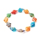 Handmade Millefiori Lampwork Beads Stretch Bracelet for Teen Girl Women Gift BJEW-JB06847-05-1