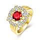 Romantic Square Gold Plated Brass Cubic Zirconia Finger Rings RJEW-BB01846-7G-1