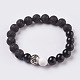 Natural Gemstone and Natural Lava Rock Beads Stretch Bracelets BJEW-JB03735-2