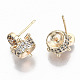 Brass Micro Pave Clear Cubic Zirconia Stud Earring Findings KK-T062-57G-NF-3