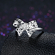 Moda bowknot 925 de plata esterlina anillos de dedo de circonio cúbico RJEW-BB17129-7-6