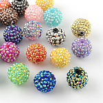 Perles de strass en résine de couleur AB, avec des perles rondes acryliques à l'intérieur, pour les bijoux de bubblegum, couleur mixte, 12x10mm, Trou: 2~2.5mm