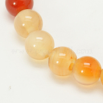 Природного сердолика нитей бисера, окрашенные, круглые, оранжевые, 8 мм, отверстие : 1 мм