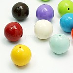 Couleur mélangée bubblegum chunky perles rondes acrylique, environ 24 mm de diamètre, Trou: 2mm