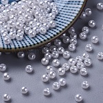 Perles acryliques en perles d'imitation, ronde, blanc, 4mm, Trou: 1mm, environ 17000 pcs/500 g