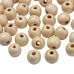 Perline di legno naturale, perle tonde grandi in legno per artigianato,  piombo libero, grano, 12x10.5mm, Foro: 3 mm, circa 1800pcs/1000g