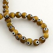 Круглый ручной сглаза Lampwork бисер LAMP-R114-6mm-04