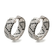 Серьги-кольца из латуни с микропаве из кубического циркония EJEW-H016-23P