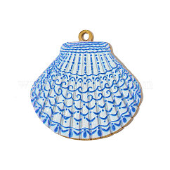 Ciondoli in acciaio inox smaltato 304, ciondoli a forma di conchiglia, placcatura ionica (ip), vero placcato oro 18k, 32x32mm