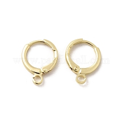 Messing Huggie Hoop Ohrring Zubehör, mit horizontalen Schleifen, langlebig plattiert, Bleifrei und cadmium frei, echtes 18k vergoldet, 12 Gauge, 14.7x11.7x2 mm, Bohrung: 1.8 mm