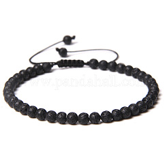 Bracelet réglable en perles de pierre de lave pour femme, avec des perles tissées à la main simples et polyvalentes, montrer en image