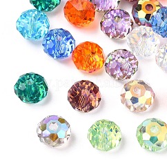 Perle di vetro trasparente sfaccettate, ab colore placcato, rondelle, colore misto, 6x4mm, Foro: 1.2 mm