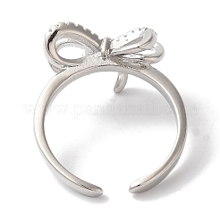 Открытые манжеты из латуни с бантом и микро-паве с прозрачным цирконием для женщин&nbsp;LS-RJEW-C098-07P