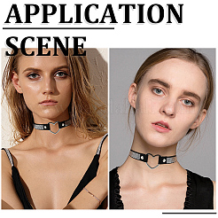Schwarze Choker-Halsketten im Punk-Stil aus Kunstleder mit Kristall-Strassen&nbsp;NJEW-CL0001-30