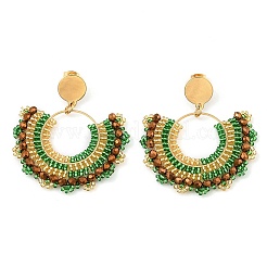 Серьги-гвоздики из нержавеющей стали 304 и бусин в стиле бохо для женщин&nbsp;EJEW-R001-05G-02