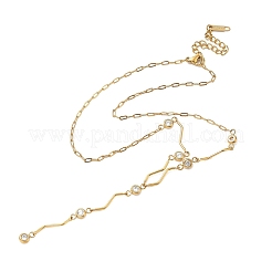 Lariat-Halsketten aus Edelstahl 304 mit klaren Zirkonia im Pavé-Stil&nbsp;NJEW-G200-01G