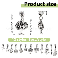 60шт 12 стиля сплава европейские висячие подвески в тибетском стиле&nbsp;PALLOY-DC00040