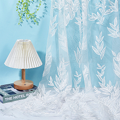 Polyester-Spitzenstoff mit Bambusblattstickerei&nbsp;DIY-WH0622-571