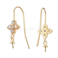 Micro ottone spianare zirconi orecchino ganci&nbsp;KK-K244-34G