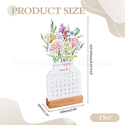 2026-Jahres-Tischkalender mit Blumenmuster und Holzsockel&nbsp;AJEW-WH0481-421A