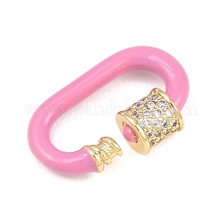 Fermoirs mousquetons à vis ovales en laiton micro-pavé de zircone cubique transparente&nbsp;KK-B167-01A-02G