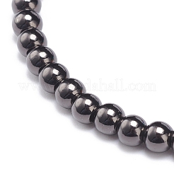 4 pièces 4 couleurs verre toupie et laiton rond perlé bracelets extensibles ensemble pour femme&nbsp;BJEW-JB08712