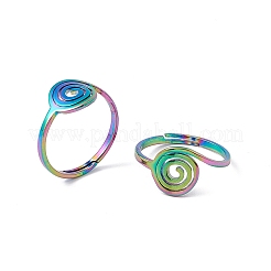 Anillo ajustable de vórtice de acero inoxidable con revestimiento iónico (IP) 201 para mujer&nbsp;RJEW-C045-07M